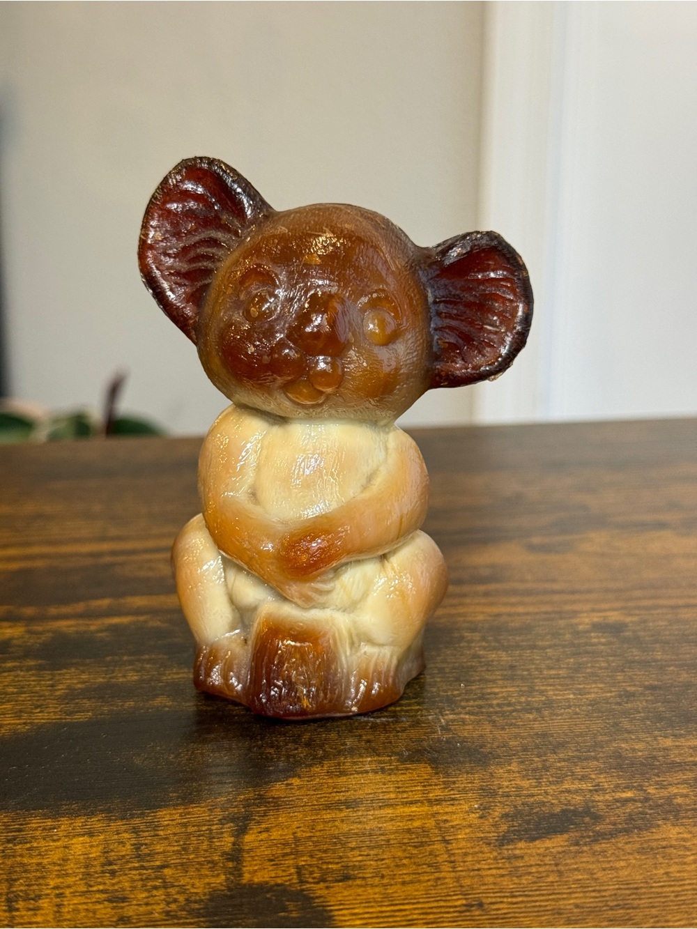 Vintage 1982 KODI Koala Bear Figurine KJ Signed Amber Resin Faux Wood